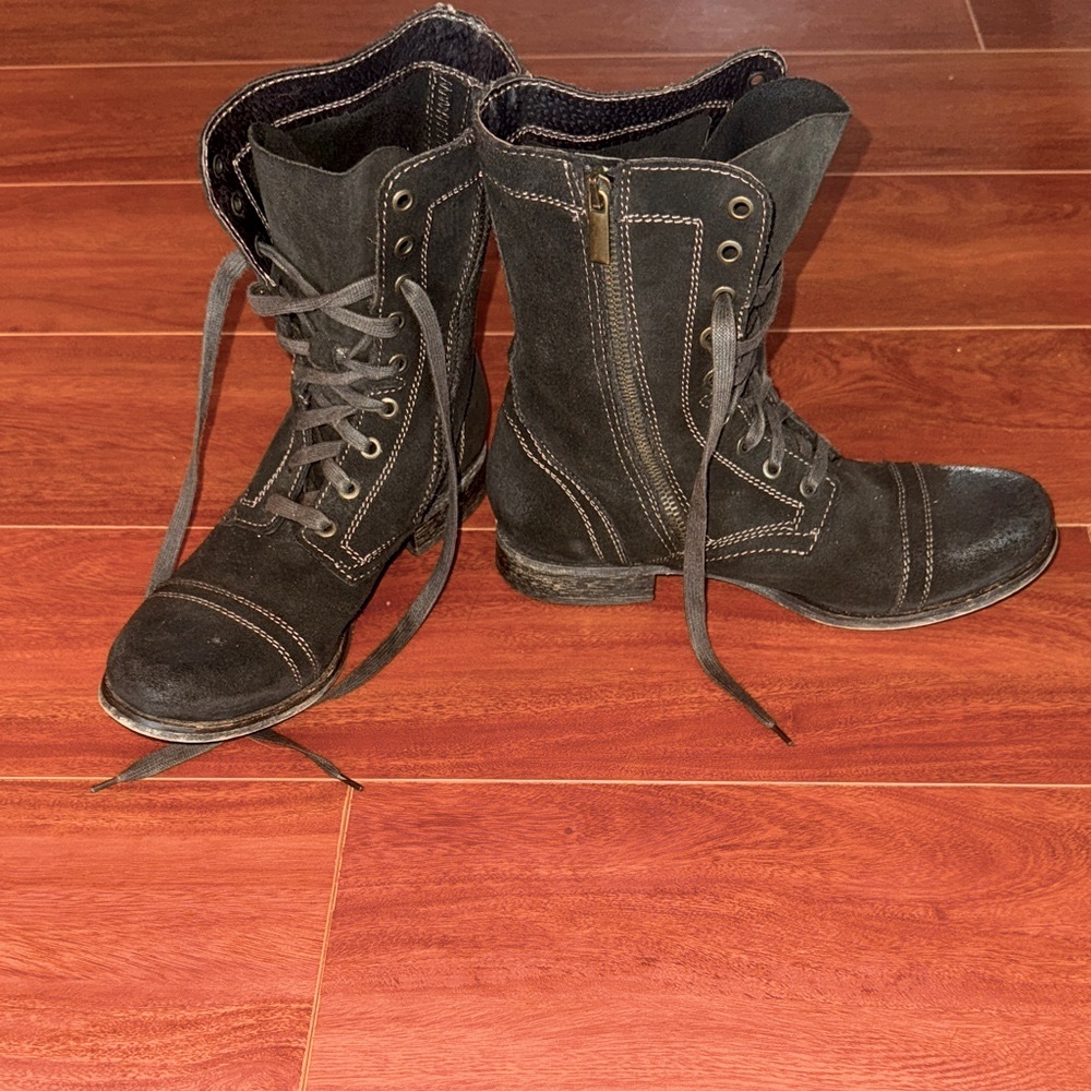 Italian Chocolate Suede Lace-Up Boots